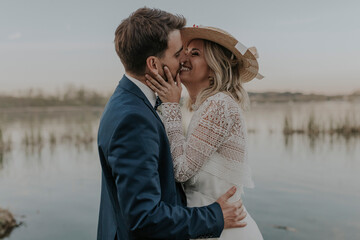 beautiful newly married couple expecting a baby
