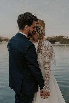beautiful newly married couple expecting a baby
