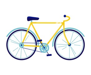 Bicycle vector illustration in flat style. Yellow Bicycle isolated on white background