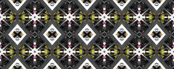 Watercolor Aztec Pattern. Geometric Brown Stains.