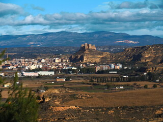 Naklejka premium castle of Monzón, Huesca, Spain, and the pyrinnes