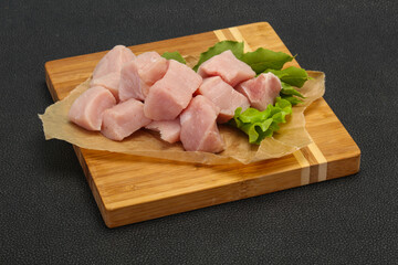 Raw fresh pork meat cube