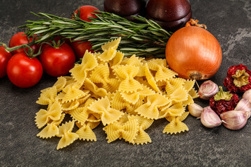 Raw Italian farfalle pasta for cooking