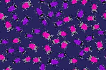 Fototapeta na wymiar Color Bugs Illustration Seamless Pattern