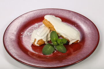 Sweet eclair dessert for gourmet