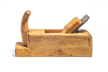 Old wooden jointer isolated on a white background