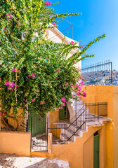 Colorful street view of Symi Island in Greece