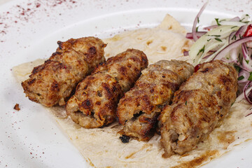 Pork kebab with minced meat