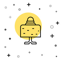 Black line Magic ball on table icon isolated on white background. Crystal ball. Random dynamic shapes. Vector.