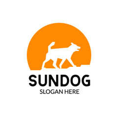 DOG AND SUN LOGO CONCEPT SIMPLE AND FLAT STYLE ILLUSTRATION FOR BRAND IDENTITY