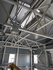 Modern boiler room, industrial boiler house with a multitude of pipes, barrels and sensors