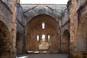 Fototapeta na wymiar Ruin of the old church of Oradour sur Glane in France, remnant of a former war massacre