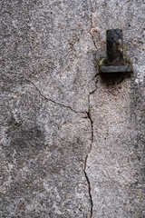cracked walls with splices in old concrete building