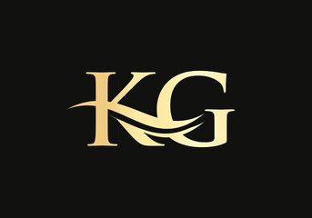 Letter KG Logo Design with water wave concept. KG letter logo design