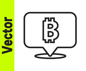 Black line Cryptocurrency coin Bitcoin icon isolated on white background. Physical bit coin. Blockchain based secure crypto currency. Vector.