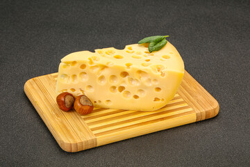 Maasdam cheese - yellow triangle with holes