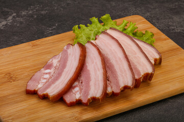 Tasty smoked pork brisket slice