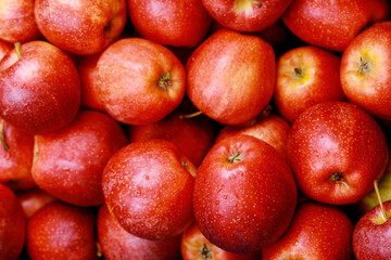 Fototapeta na wymiar Shiny red apples. Healthy diet food concept.