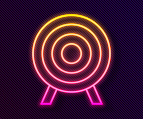 Glowing neon line Target sport icon isolated on black background. Clean target with numbers for shooting range or shooting. Vector.