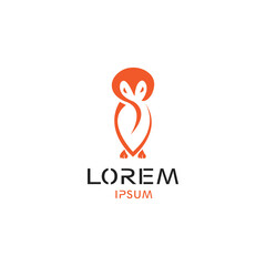Fototapeta premium simple owl logo illustration, leaf, nature symbol with color vector design