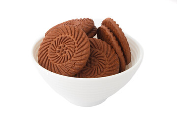 Handmade chocolate cookies made from Shortcrust pastry, isolated