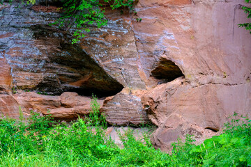 sandstone cliffs on the river Amata in Latvia