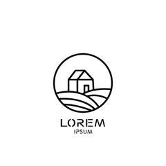 simple logo outline circle illustration rustic nature vector design template