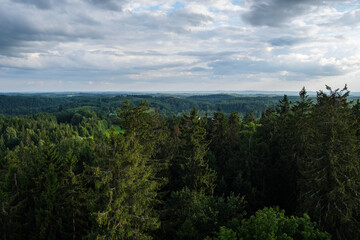 dramatatic red dark sunset over the fields and cities