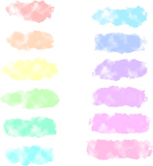 Set of vector colourful watercolour abstract shapes.
