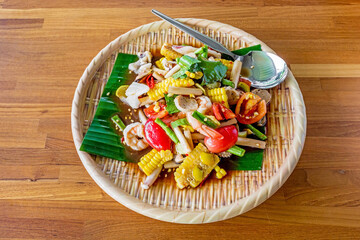 Papaya and fruit salad seafood