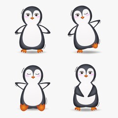 Cute penguin collection in the children's style