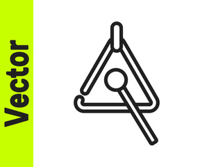 Black line Triangle musical instrument icon isolated on white background. Vector.