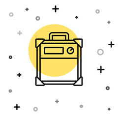 Black line Guitar amplifier icon isolated on white background. Musical instrument. Random dynamic shapes. Vector.