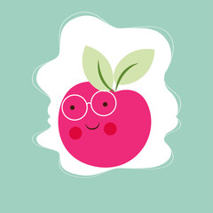 apple cute character, vector illustration for kids in cartoon style