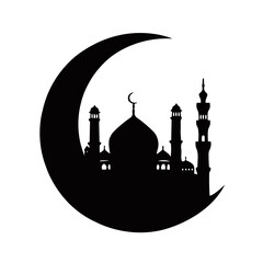 
Islamic mosque design illustration with a black and white theme