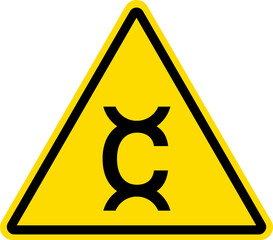 Carcinogen warning sign.Yellow triangle background. Safety signs and symbols.