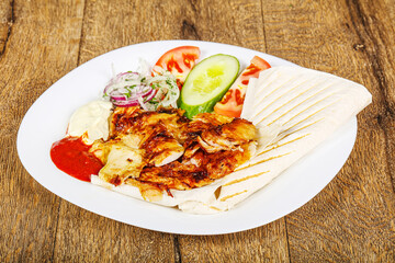 Doner in the plate with meat