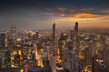 Fotobehang Chicago, Illinois, USA aerial cityscape towards Lake Michigan © SeanPavonePhoto