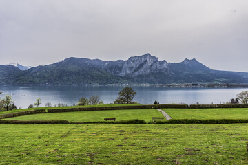 Picturesque mountain range and lake in the Austrian Alps. © dbrnjhrj