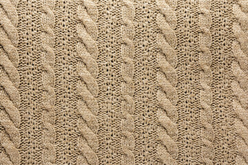 Knitted wool product with a pattern as a natural background. Handmade work.