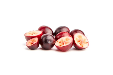 Heap of cranberries isolated on white background