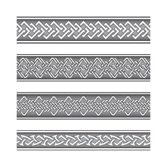 Bracelet tattoo set in celtic knotting pattern style. Jewelry ribbon ornaments.