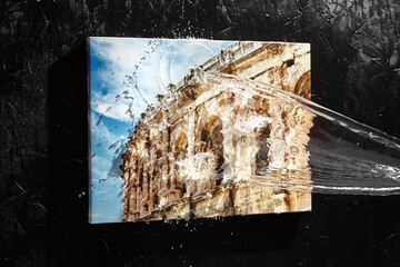 Canvas print photo with gallery wrap technique, water splash