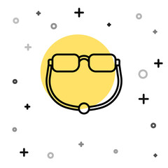 Black line Eyeglasses icon isolated on white background. Random dynamic shapes. Vector.