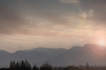 Fototapeta premium Sunset beach sky background concept, sunrise colors clouds, horizon dawn sunlight.