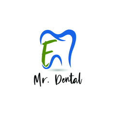 Initial Letter E Dental Dentist Logo concept. Dentistry Brand and Dental Care Logo template