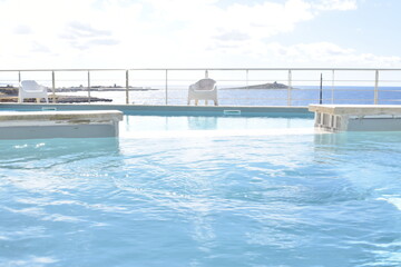 swimming pool in hotel near the sea