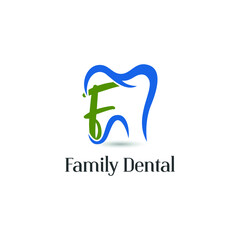 Initial Letter F Dental Dentist Logo concept. Dentistry Brand and Dental Care Logo template
