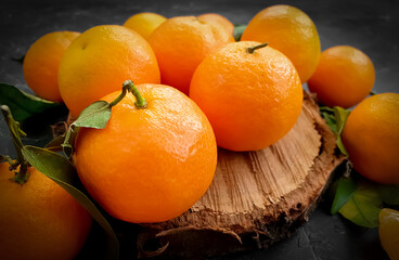 fresh tangerines on concrete background
