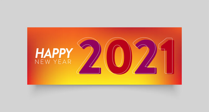 Happy New Year Facebook cover page timeline web ad banner template. modern layout yellow background